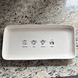 Rae Dunn White Ceramic Coffee and Tea Tray